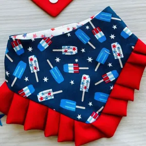 4th of July Dog Bandana with Ruffle, popsicles