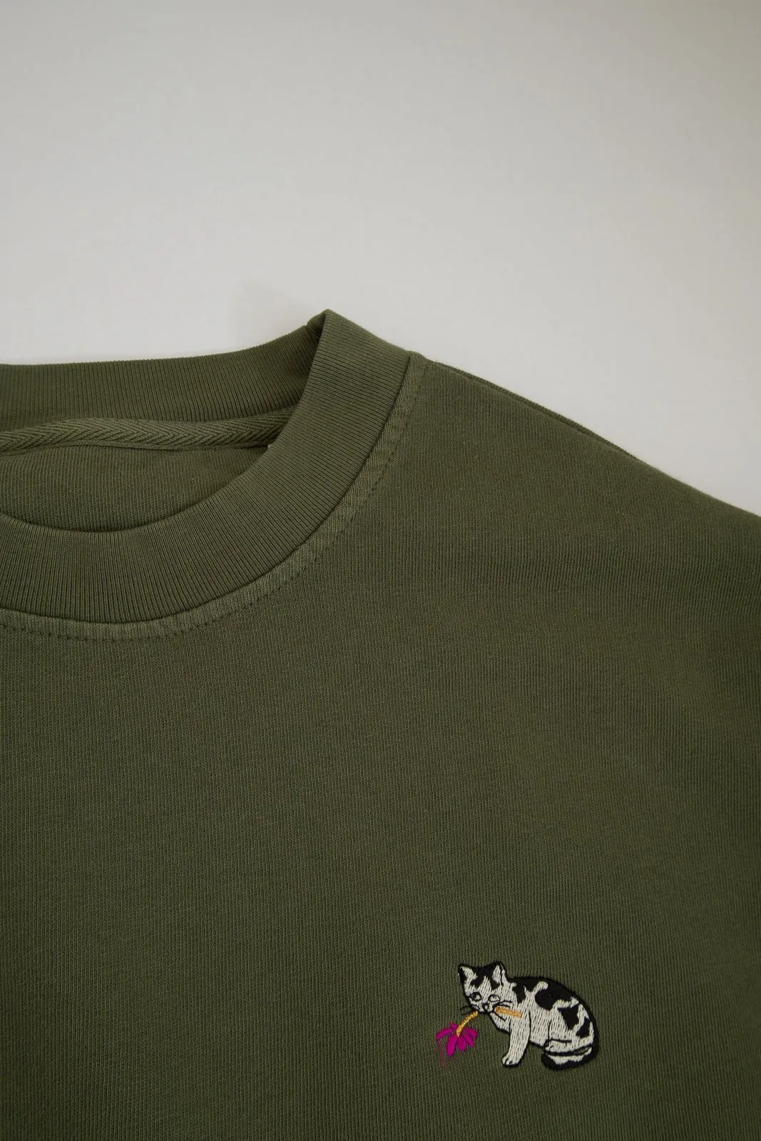 bad cat oversized french terry sweater khaki