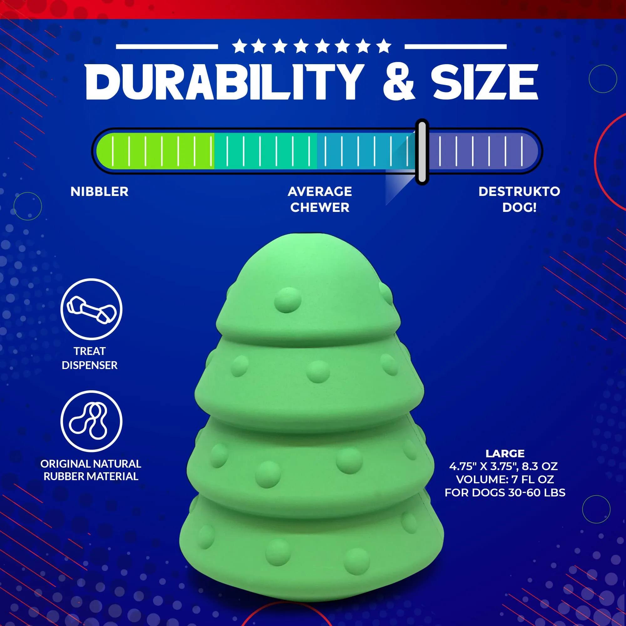 Christmas Tree eDispenser Durable Rubber Chew Toy & Treat Dispenser