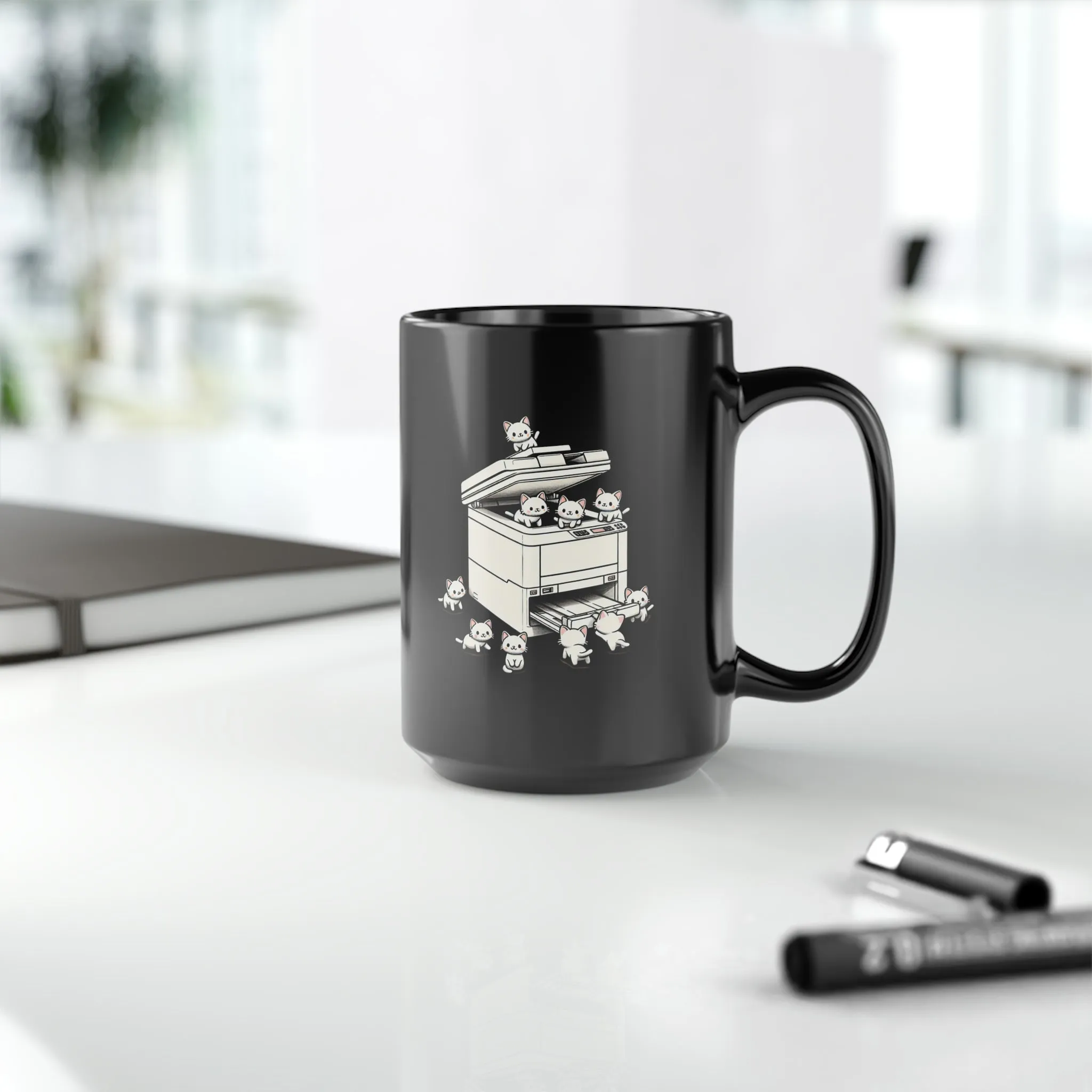 Copy Cats Black Mug (11oz, 15oz) Cute Cats Photocopier Gift For Him Gift For Her Birthday Christmas Valentine Cup Adorable Puns