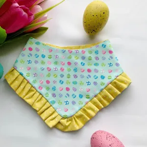 Easter Dog bandana with ruffles, Multi color eggs