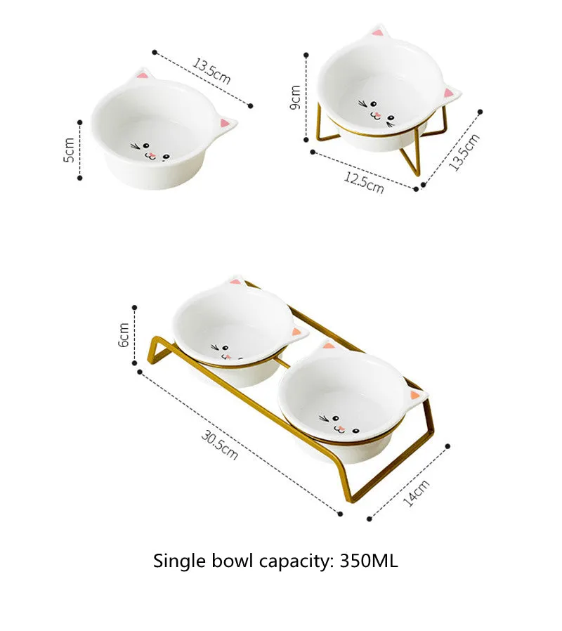 Elevated Cat Bowl with Gold Stand