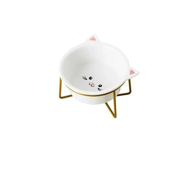Elevated Cat Bowl with Gold Stand