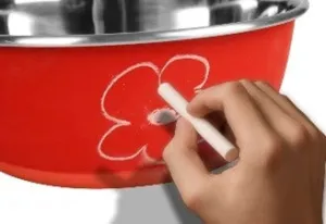 FEEDING AND DRINKING BOWL TOBIAS ROUND RED & SILVER