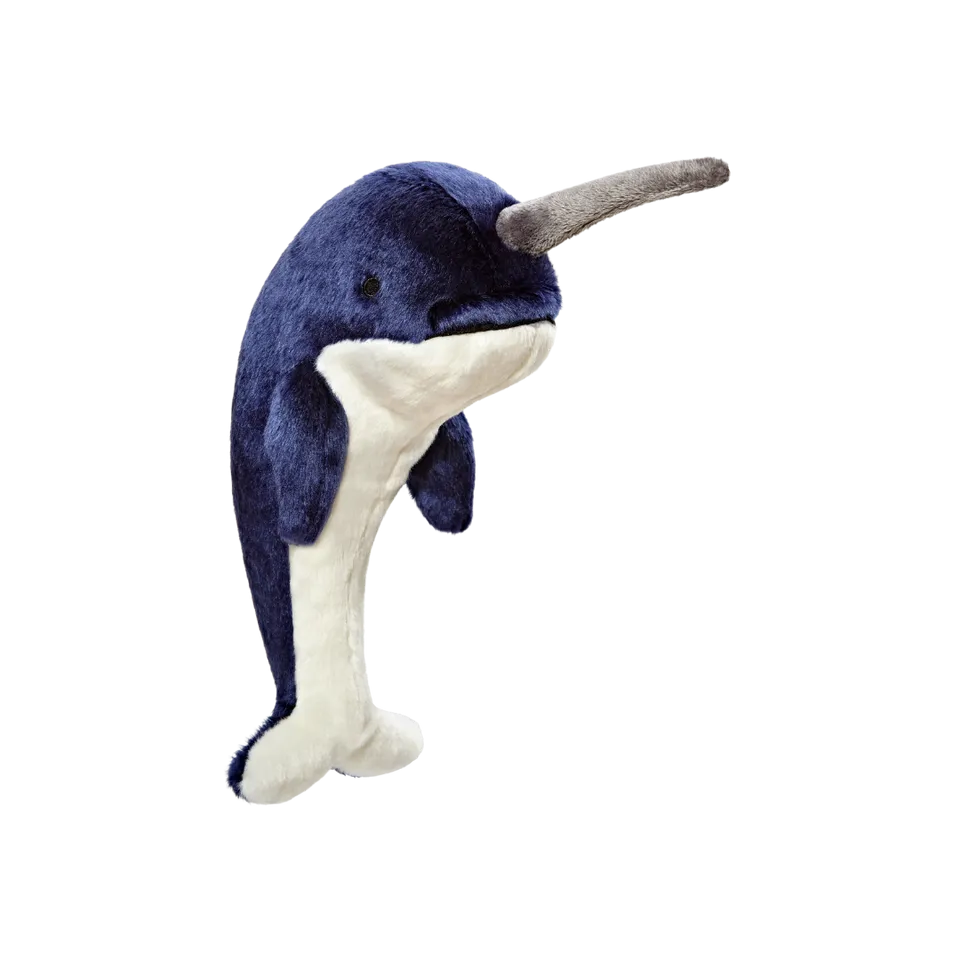 Fluff & Tuff Bleu Narwhal Whale Plush Toy for Dogs