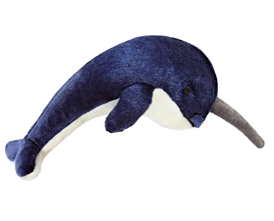 Fluff & Tuff Bleu Narwhal Whale Plush Toy for Dogs