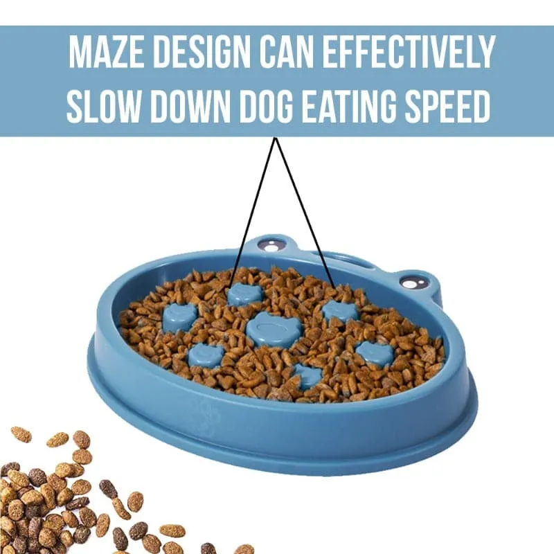 Goofy Tails Slow Feeder for Dogs | Anti-Skid Dog Bowls for Breeds- Frog