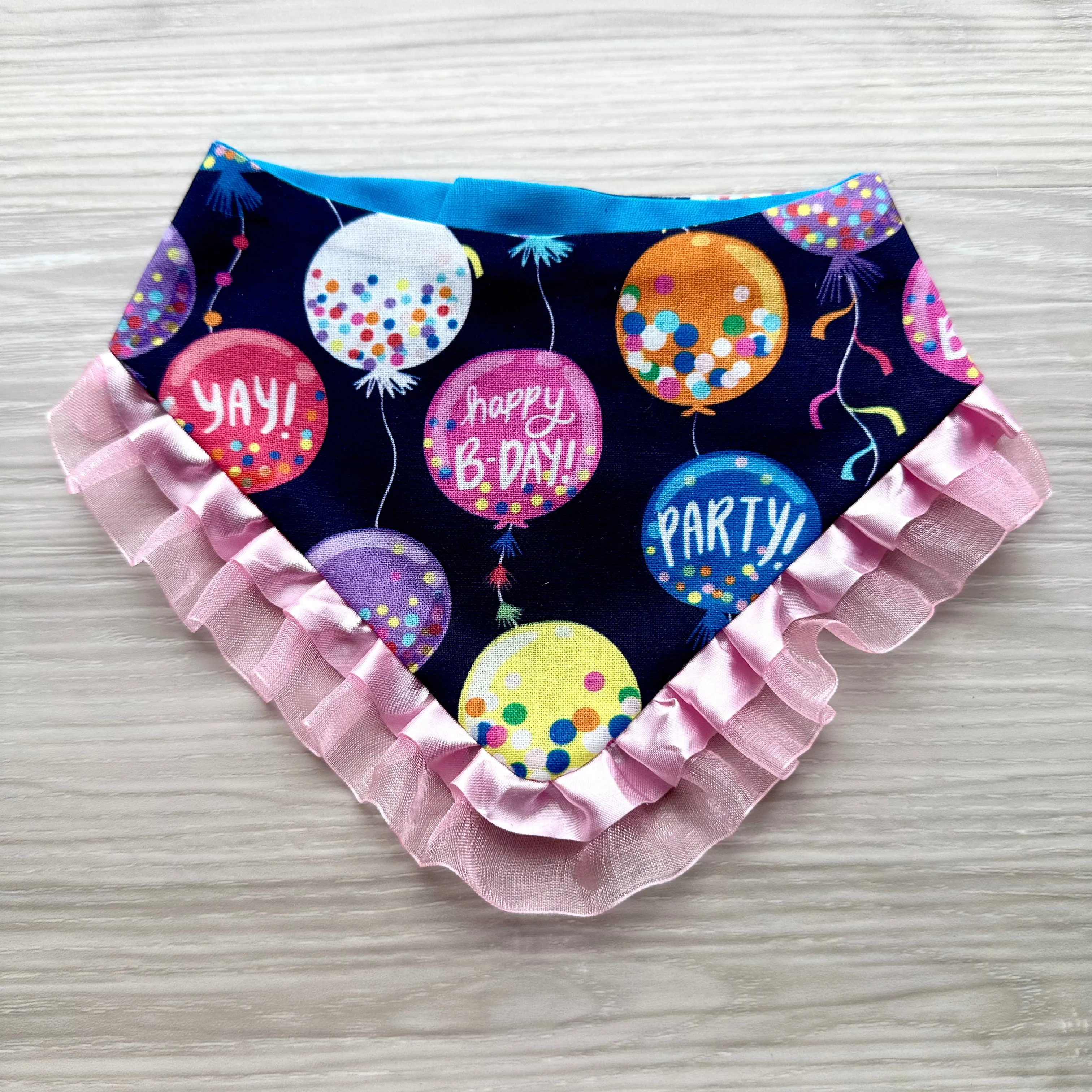 Happy Birthday Balloons Dog Bandana with Ruffle