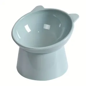 New Elevated Cat Bowl, Raised Tilted Cat Feeder Bowl For Neck Protection, Plastic Cat Food Bowl Water Bowl NORDIC BLUE