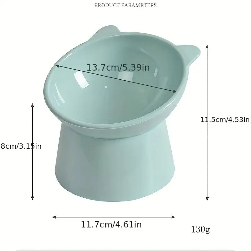 New Elevated Cat Bowl, Raised Tilted Cat Feeder Bowl For Neck Protection, Plastic Cat Food Bowl Water Bowl NORDIC BLUE
