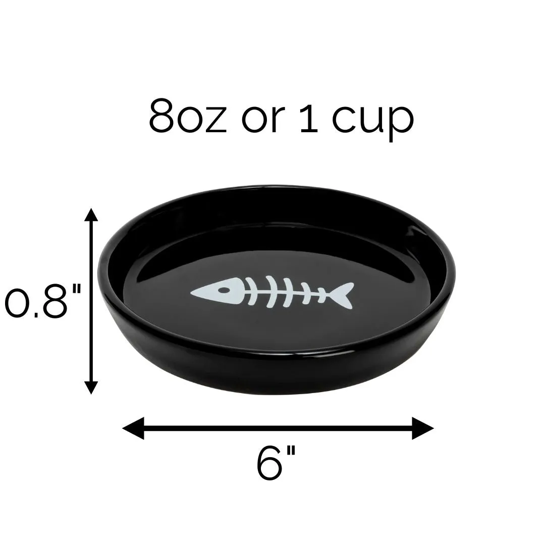OSCAR ROUND CAT DISH SET OF TWO - BLACK