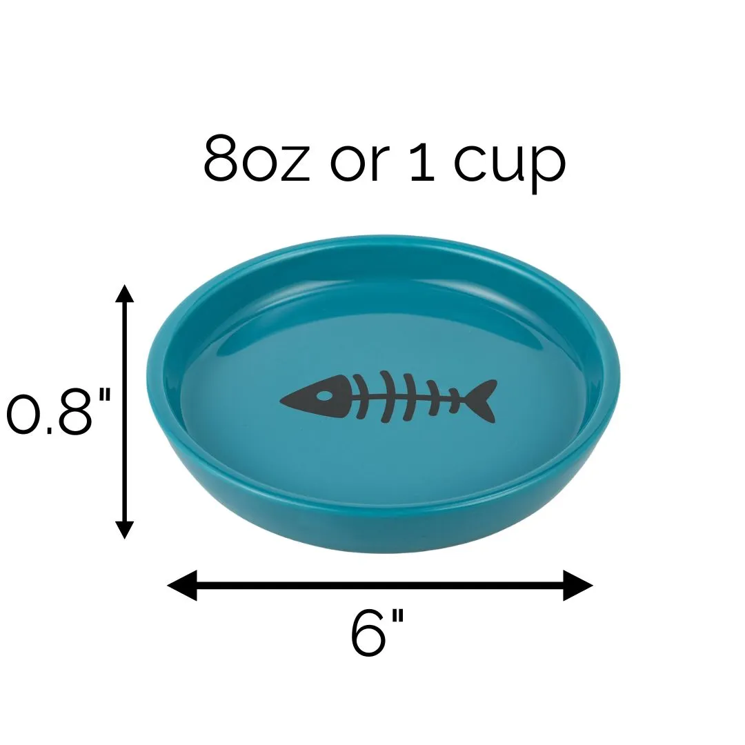 OSCAR ROUND CAT DISH SET OF TWO -  BLUE