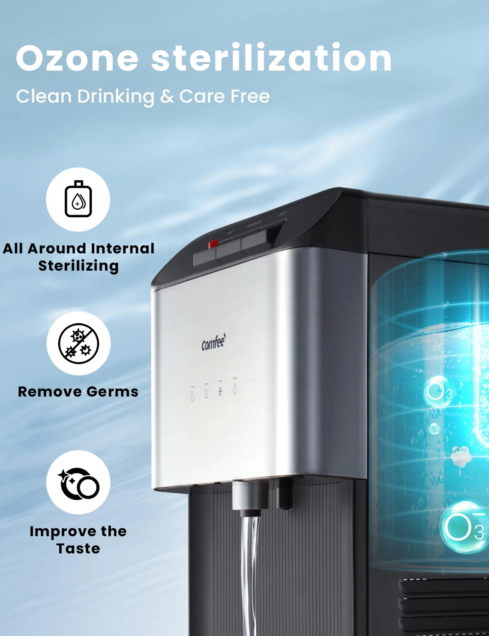 Ozone Self-Cleaning Bottom Loading Water Dispenser