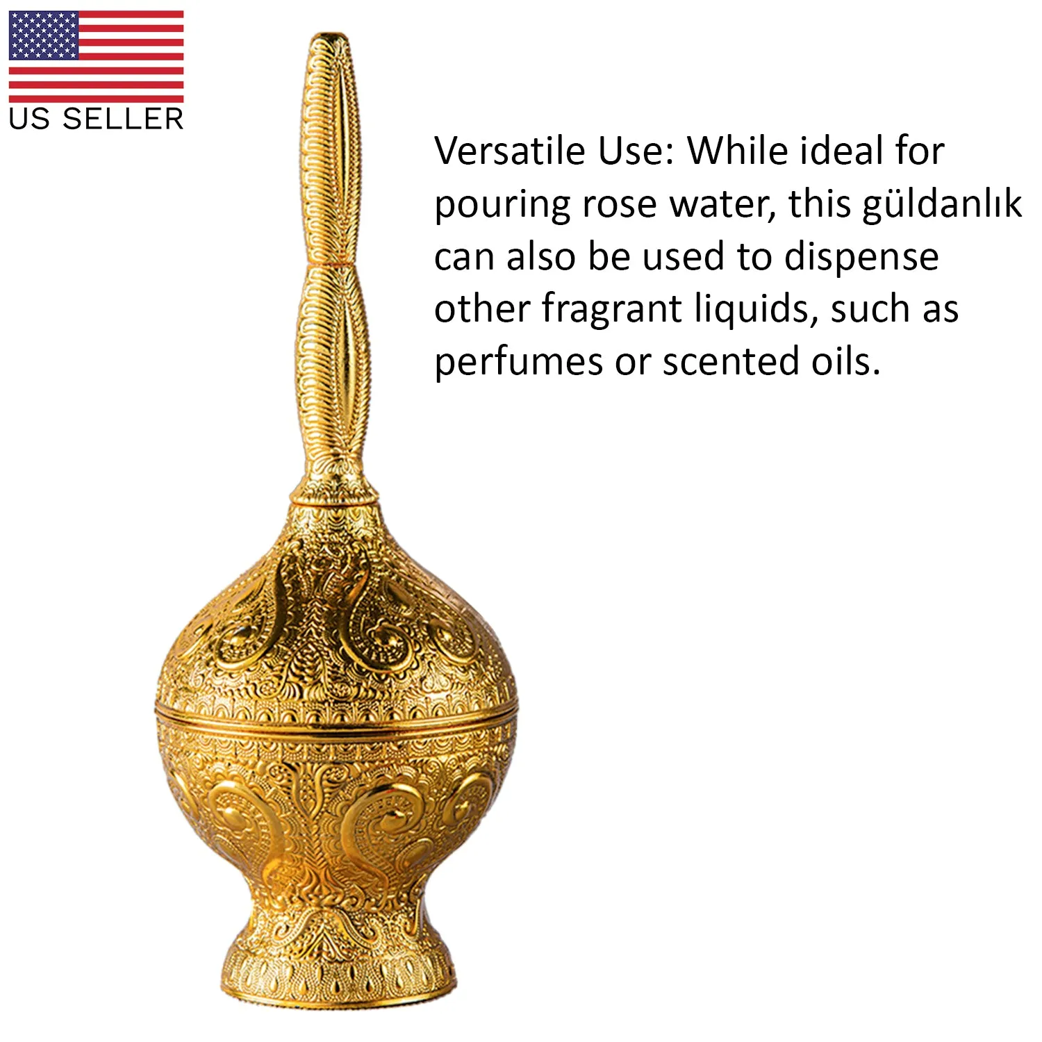 Telkari Rose Water Pourer Gold, Filigreed Handmade Güldanlık