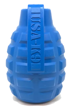 USA-K9 Grenade Durable Rubber Chew Toy & Treat Dispenser - blue