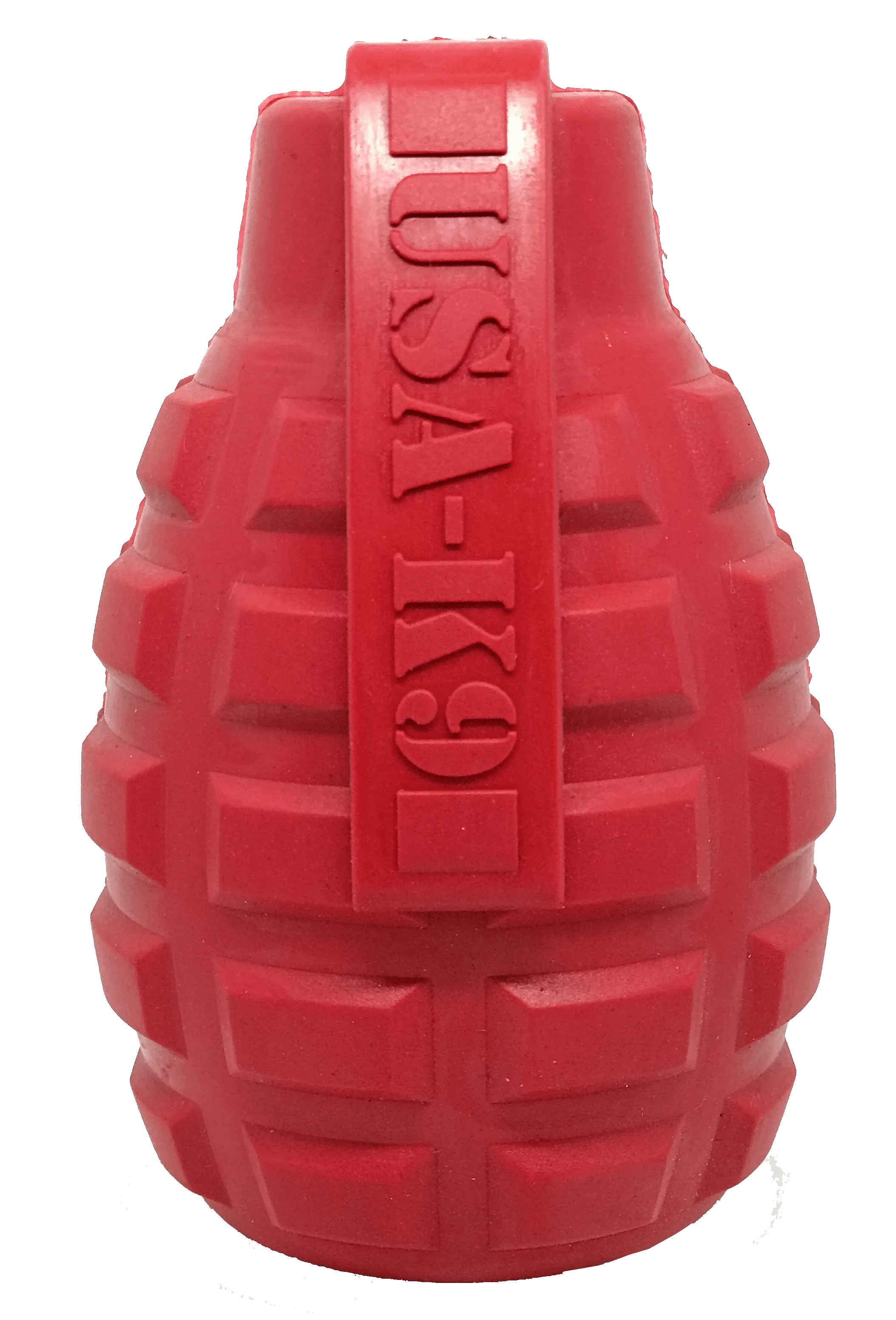USA-K9 Grenade eDispenser Durable Rubber Chew Toy & Treat Dispenser - red