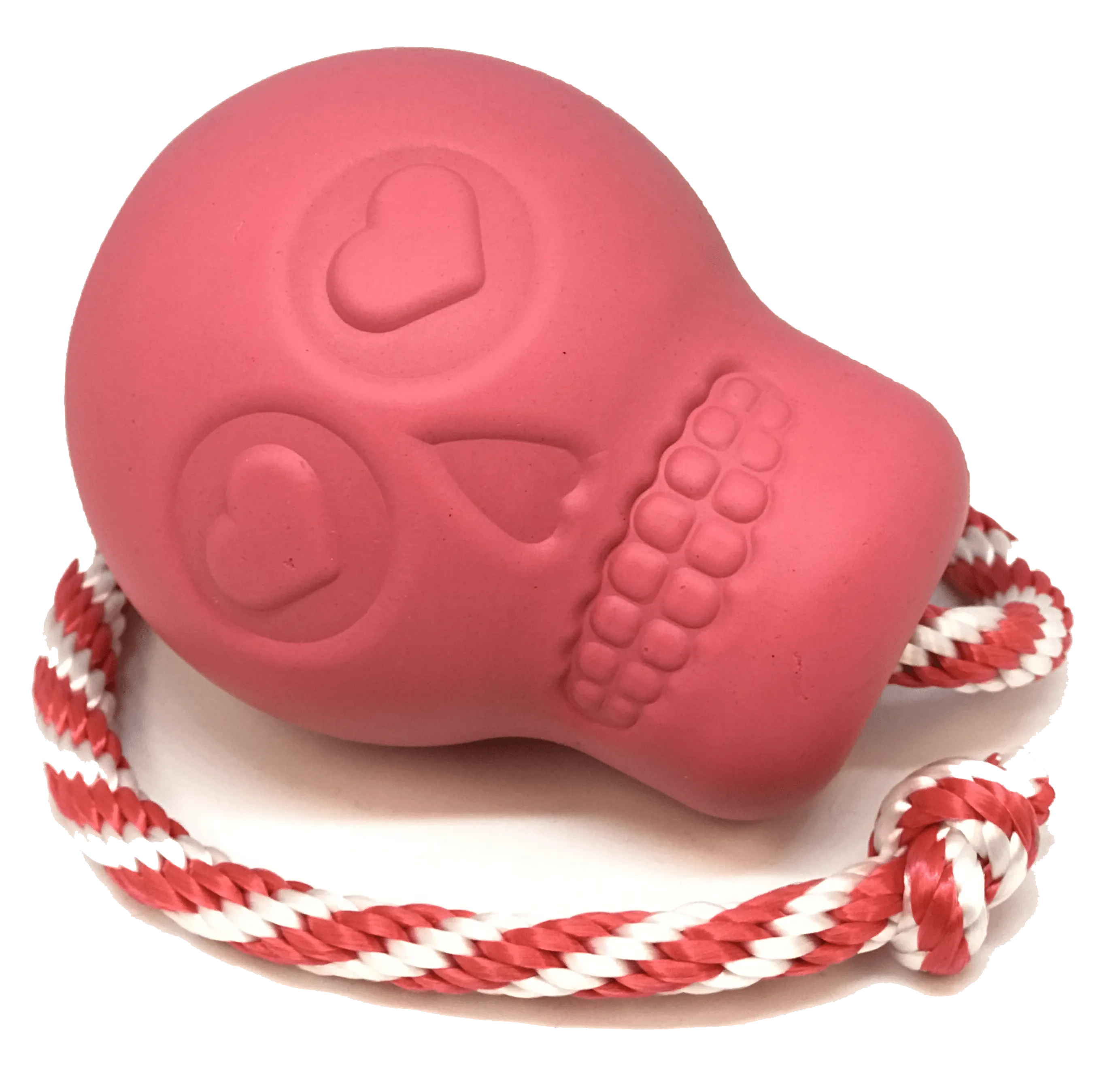USA-K9 Skull Durable Rubber Chew Toy, Treat Dispenser, Reward Toy, Tug Toy, and Retrieving Toy - Pink