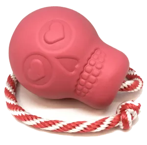 USA-K9 Skull Durable Rubber Chew Toy, Treat Dispenser, Reward Toy, Tug Toy, and Retrieving Toy - Pink