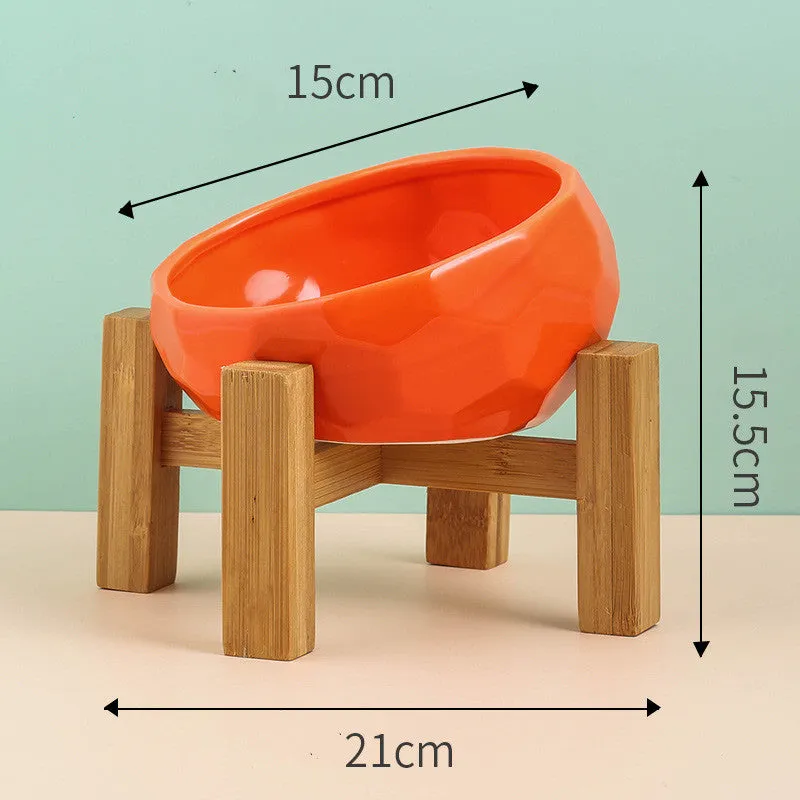 Whisker Haven Ceramic Pet Bowl with Stylish Wooden Stand (optional) - Ideal for Cats and Dogs
