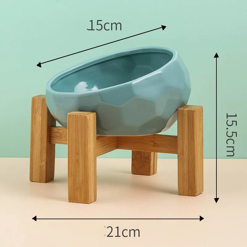 Whisker Haven Ceramic Pet Bowl with Stylish Wooden Stand (optional) - Ideal for Cats and Dogs