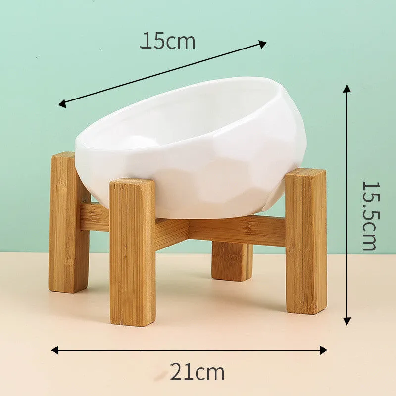 Whisker Haven Ceramic Pet Bowl with Stylish Wooden Stand (optional) - Ideal for Cats and Dogs