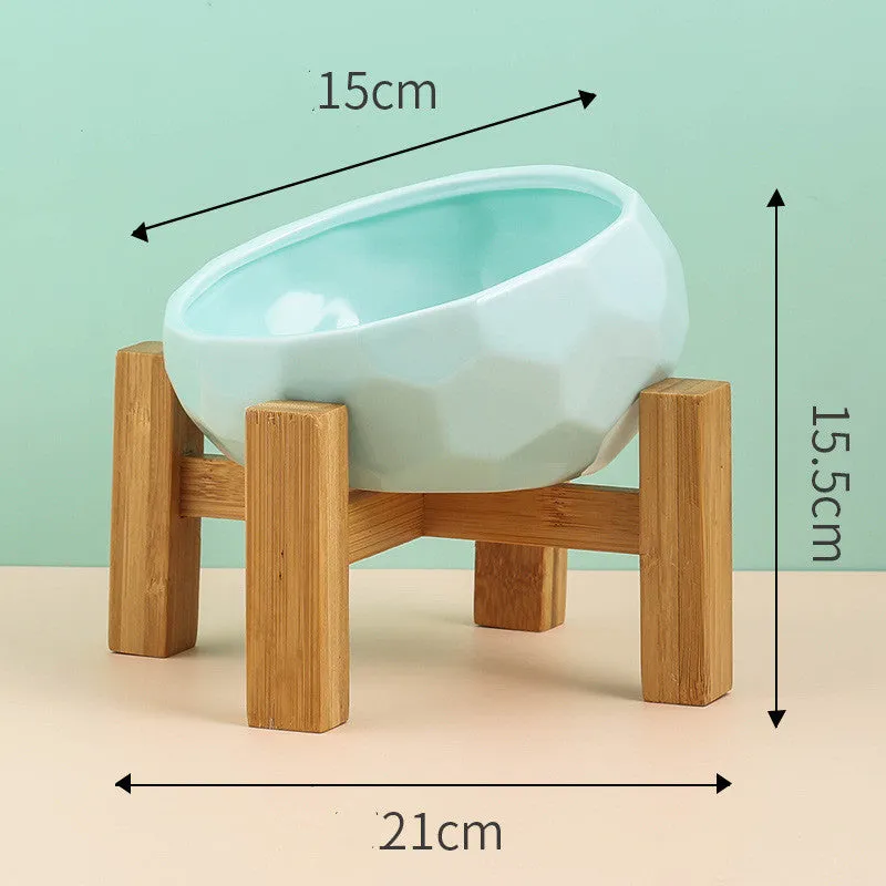 Whisker Haven Ceramic Pet Bowl with Stylish Wooden Stand (optional) - Ideal for Cats and Dogs