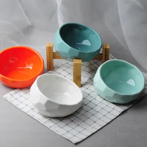 Whisker Haven Ceramic Pet Bowl with Stylish Wooden Stand (optional) - Ideal for Cats and Dogs